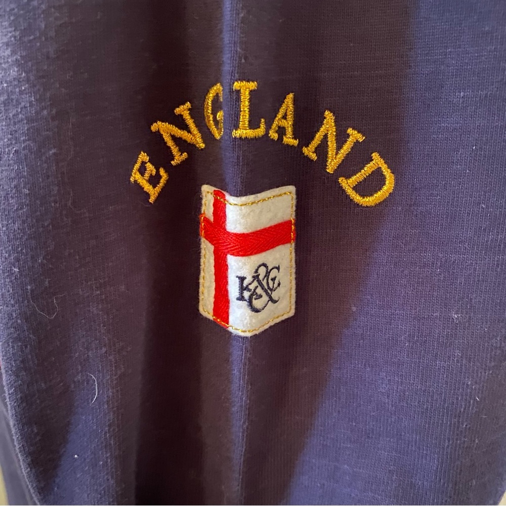 KENT & CURWEN MENS RUGBY POLO SHIRT ENGLAND BLUE PURPLE WHITE COTTON UK 40 US M - Picture 7 of 14
